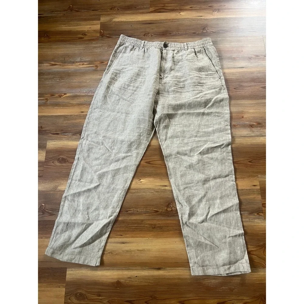 Madewell Men XL Beige 100% Linen Drawstring Waist Beach Resortwear Pants